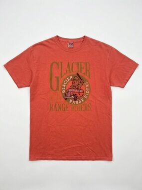 Glacier Range Riders 2022 Graphic T‑Shirt – Red‑Orange, Size Medium